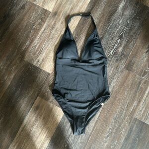 Somersault Deep V black swim suit